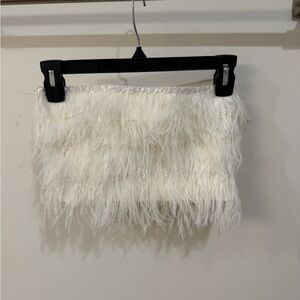 White Feathered Crop Top